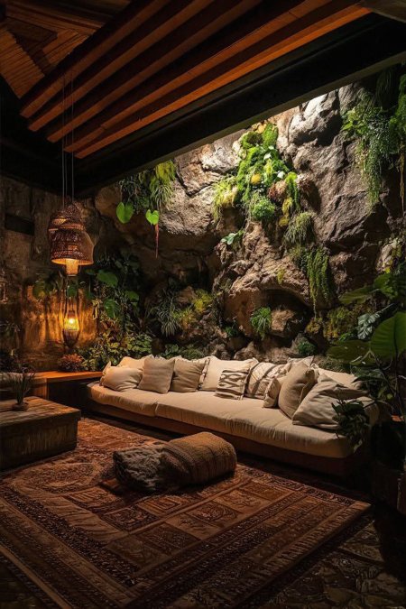 🪵 جلسة داخلية بطابع الكهف الطبيعي